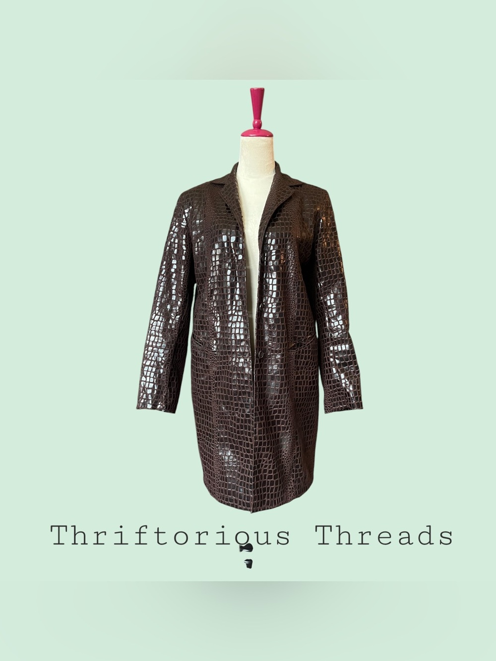 Vintage Croc Textured Trench Coat